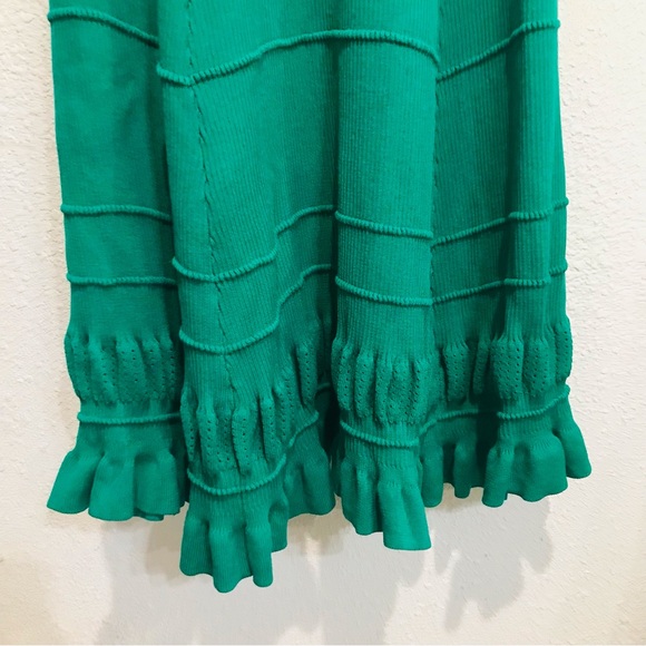 Anthropologie Maeve Promenade Pointelle Fit and Flare Knit Dress Green Size M - Picture 6 of 14